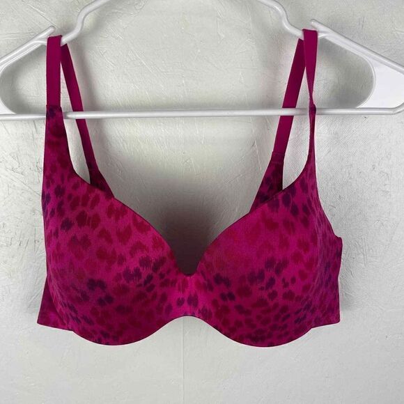 Victoria's Secret Hot Pink Leopard Print Lined Demi Bra Size 36C - Picture 9 of 10